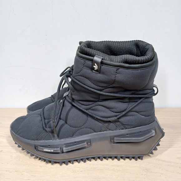 adidas Shoes - Adidas Boots Women 8 Black Quilted Lace Up Platform Lug Sole Winter Boots